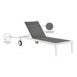 Nizuc Adjustable Mesh Water Resistant Fabric Outdoor Patio Adjustable Sun Chaise Lounge (373-) in Grey