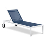 Nizuc Adjustable Mesh Water Resistant Fabric Outdoor Patio Adjustable Sun Chaise Lounge (373-) in Navy
