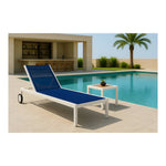 Nizuc Adjustable Mesh Water Resistant Fabric Outdoor Patio Adjustable Sun Chaise Lounge (373-) in Navy