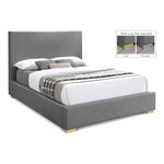 Crosby Linen Textured Fabric Upholstered Queen Bed in Grey