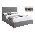 Crosby Linen Textured Fabric Upholstered Queen Bed in Grey