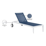 Nizuc Adjustable Mesh Water Resistant Fabric Outdoor Patio Adjustable Sun Chaise Lounge (373-) in Navy