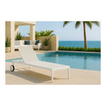Nizuc Adjustable Mesh Water Resistant Fabric Outdoor Patio Adjustable Sun Chaise Lounge (373-) in White