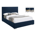 Crosby Linen Textured Fabric Upholstered Queen Bed in Navy