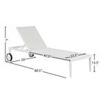 Nizuc Adjustable Mesh Water Resistant Fabric Outdoor Patio Adjustable Sun Chaise Lounge (373-) in White