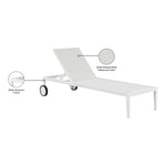 Nizuc Adjustable Mesh Water Resistant Fabric Outdoor Patio Adjustable Sun Chaise Lounge (373-) in White