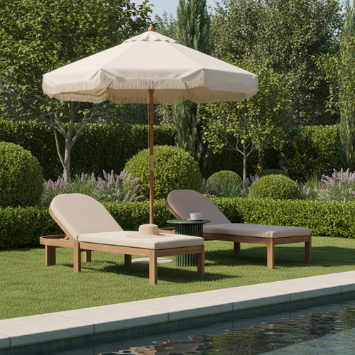 Newport Water Resistant Fabric Upholstered Outdoor Patio Lounge Chair in Beige