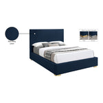 Crosby Linen Textured Fabric Upholstered Queen Bed in Navy