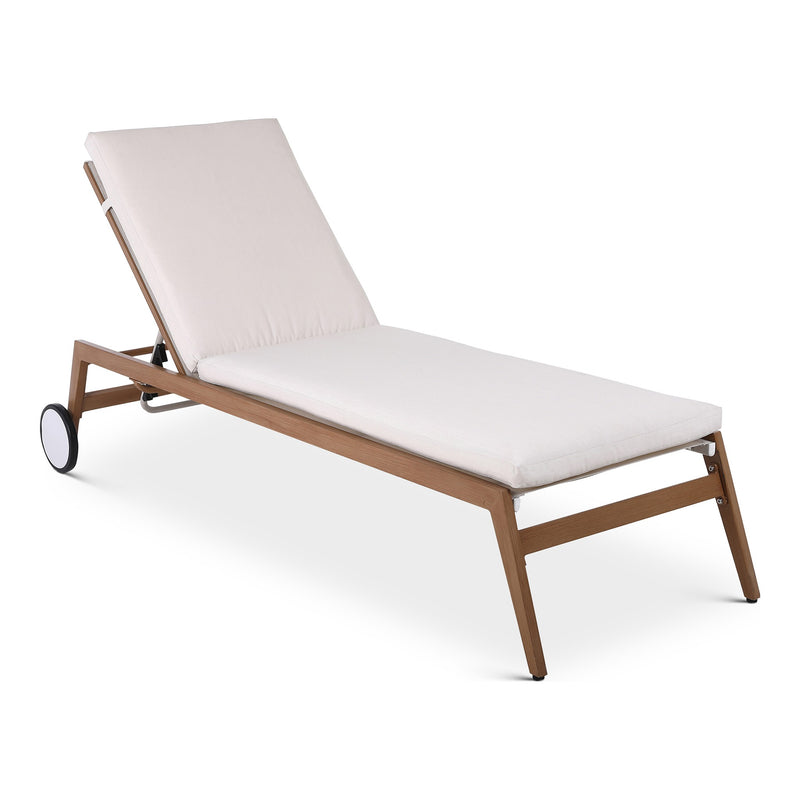 Maui Water Resistant Fabric Upholstered Outdoor Patio Lounger in Cream