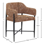 Dame Fabric Upholstered Dining Chair in Cognac