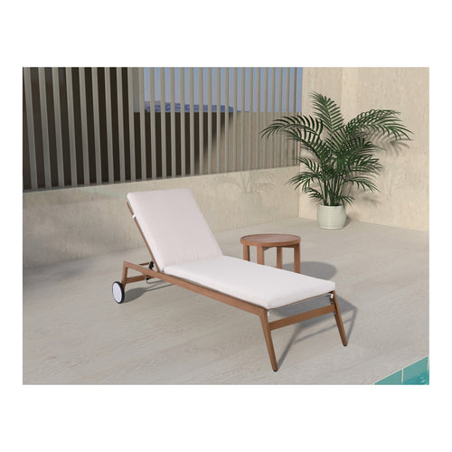 Maui Water Resistant Fabric Upholstered Outdoor Patio Lounger in Cream