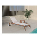 Maui Water Resistant Fabric Upholstered Outdoor Patio Lounger in Cream
