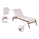 Maui Water Resistant Fabric Upholstered Outdoor Patio Lounger in Cream