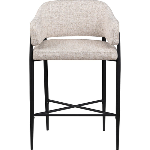 Dame Fabric Upholstered Counter Stool in Beige