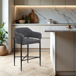 Dame Fabric Upholstered Counter Stool in Black