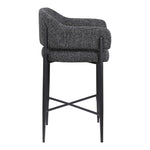 Dame Fabric Upholstered Counter Stool in Black