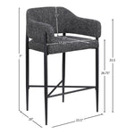 Dame Fabric Upholstered Counter Stool in Black
