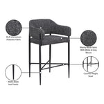 Dame Fabric Upholstered Counter Stool in Black