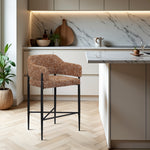 Dame Fabric Upholstered Counter Stool in Cognac