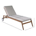 Maui Water Resistant Fabric Upholstered Outdoor Patio Lounger in Grey