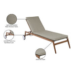 Maui Water Resistant Fabric Upholstered Outdoor Patio Lounger in Grey