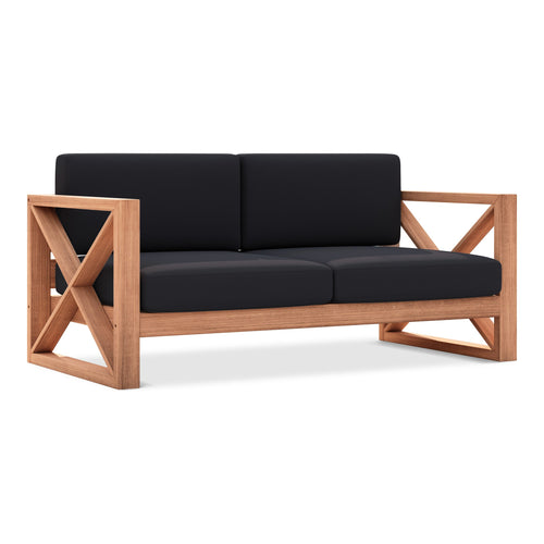 Anguilla 65" Water Resistant Fabric Upholsetered Outdoor Patio Loveseat in Black