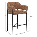 Dame Fabric Upholstered Counter Stool in Cognac