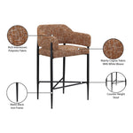 Dame Fabric Upholstered Counter Stool in Cognac
