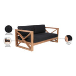 Anguilla 65" Water Resistant Fabric Upholsetered Outdoor Patio Loveseat in Black