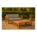 Anguilla 65" Water Resistant Fabric Upholsetered Outdoor Patio Loveseat in Grey