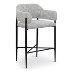 Dame Fabric Upholstered Counter Stool in Grey