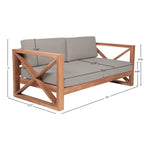 Anguilla 65" Water Resistant Fabric Upholsetered Outdoor Patio Loveseat in Grey