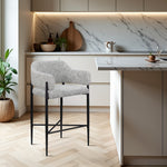 Dame Fabric Upholstered Counter Stool in Grey