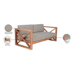 Anguilla 65" Water Resistant Fabric Upholsetered Outdoor Patio Loveseat in Grey