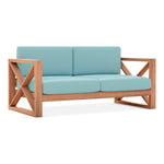 Anguilla 65" Water Resistant Fabric Upholsetered Outdoor Patio Loveseat in Blue