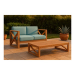 Anguilla 65" Water Resistant Fabric Upholsetered Outdoor Patio Loveseat in Blue