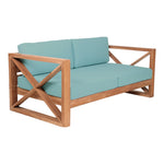 Anguilla 65" Water Resistant Fabric Upholsetered Outdoor Patio Loveseat in Blue