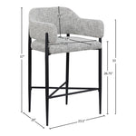 Dame Fabric Upholstered Counter Stool in Grey