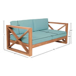 Anguilla 65" Water Resistant Fabric Upholsetered Outdoor Patio Loveseat in Blue