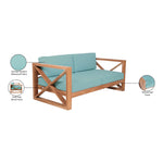 Anguilla 65" Water Resistant Fabric Upholsetered Outdoor Patio Loveseat in Blue