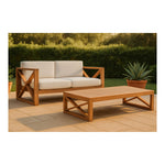 Anguilla 65" Water Resistant Fabric Upholsetered Outdoor Patio Loveseat in Off White