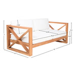 Anguilla 65" Water Resistant Fabric Upholsetered Outdoor Patio Loveseat in Off White