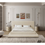 Dane Teddy Fabric Upholstered King Bed (3 Boxes) in Beige