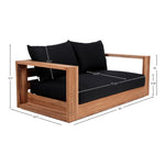 Tulum 63" Water Resistant Fabric Upholstered Outdoor Patio Sofa in Black