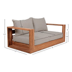 Tulum 63" Water Resistant Fabric Upholstered Outdoor Patio Sofa in Grey