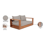 Tulum 63" Water Resistant Fabric Upholstered Outdoor Patio Sofa in Grey