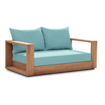 Tulum 63" Water Resistant Fabric Upholstered Outdoor Patio Sofa in Blue