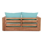 Tulum 63" Water Resistant Fabric Upholstered Outdoor Patio Sofa in Blue
