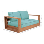 Tulum 63" Water Resistant Fabric Upholstered Outdoor Patio Sofa in Blue