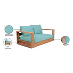 Tulum 63" Water Resistant Fabric Upholstered Outdoor Patio Sofa in Blue